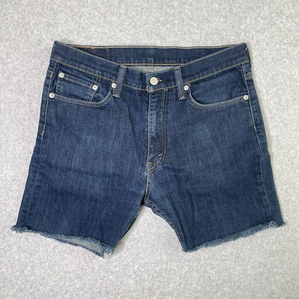 Levi’s 513 Adult Waist 32 Cutoff Distressed Jean Shorts Dark Wash Stretch